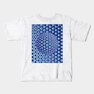 subtle shades of blue mosaic tiles over sphere Kids T-Shirt